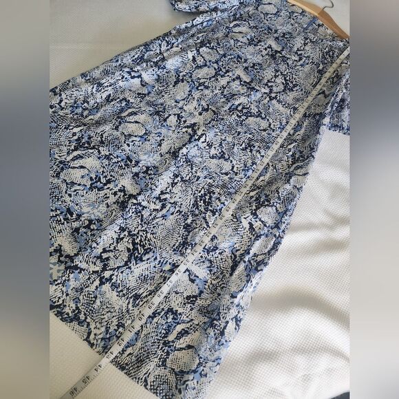 Chico's Coastal Side Pockets Blue and White Midi Dress - Picture 9 of 12